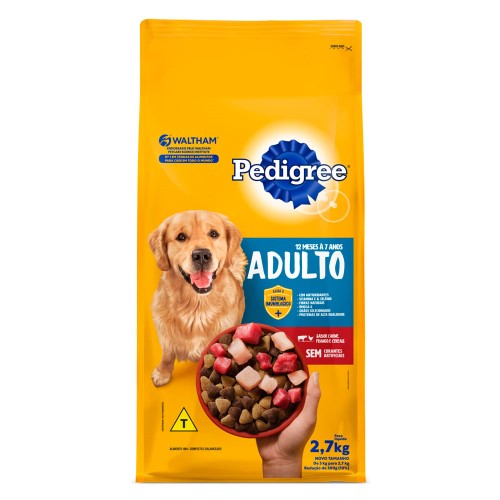 Ração para Cães Pedigree Adultos Sabor Carne, Frango e Cereais 2,7kg