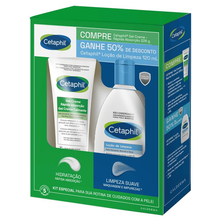 Kit Cetaphil Gel Creme Rápida Absorção 226g + Loção de Limpeza 120ml