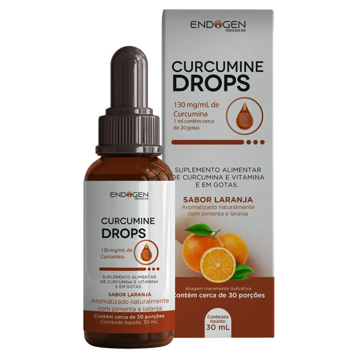 Suplemento Alimentar de Curcumina e Vitamina E Curcumine Drops Endogen Laranja Gotas 30ml