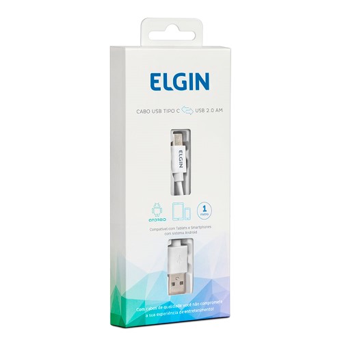 Cabo USB Tipo C Elgin Branco 1 Unidade