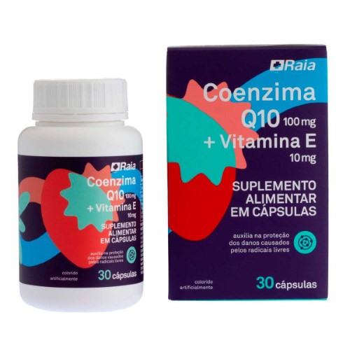 Coenzima Q10 100mg + Vitamina E 10mg Raia 30 cápsulas