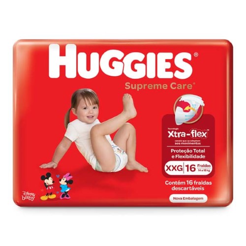 Fralda Descartável Huggies Supreme Care Jumbo XXG 16 Unidades