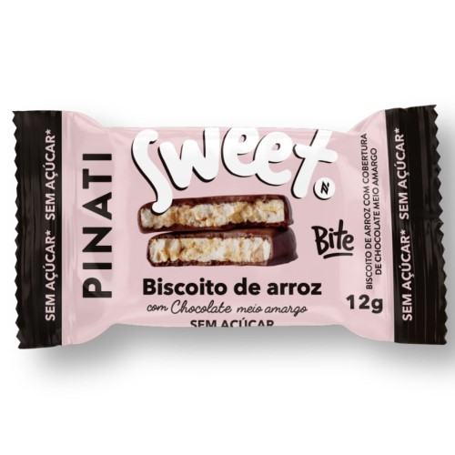 Biscoito de Arroz Pinati Sweetbite com Chocolate Meio Amargo 12g