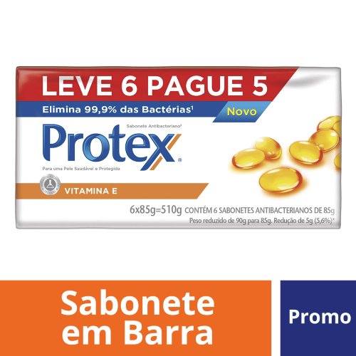 Sabonete em Barra Protex Vitamina E 85g 6 unidades