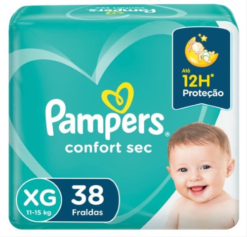 Fralda Pampers Confort Sec Tamanho XG Pacote Mega 38 Fraldas Descartáveis