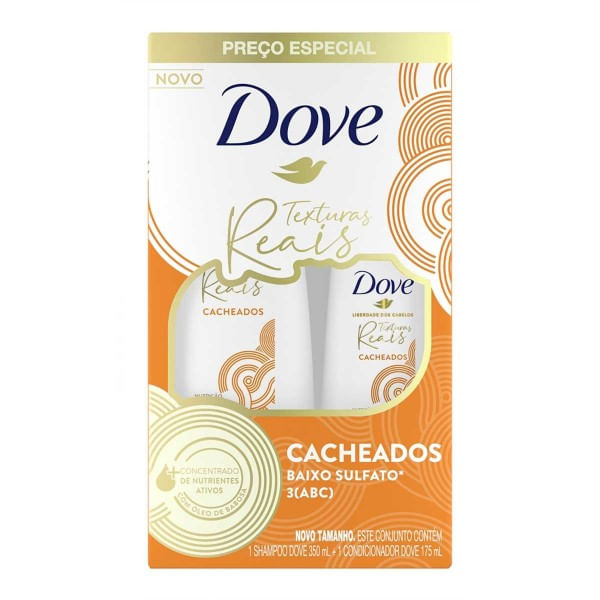 Kit Dove Texturas Reais Cacheados Shampoo 350ml + Condicionador 175ml