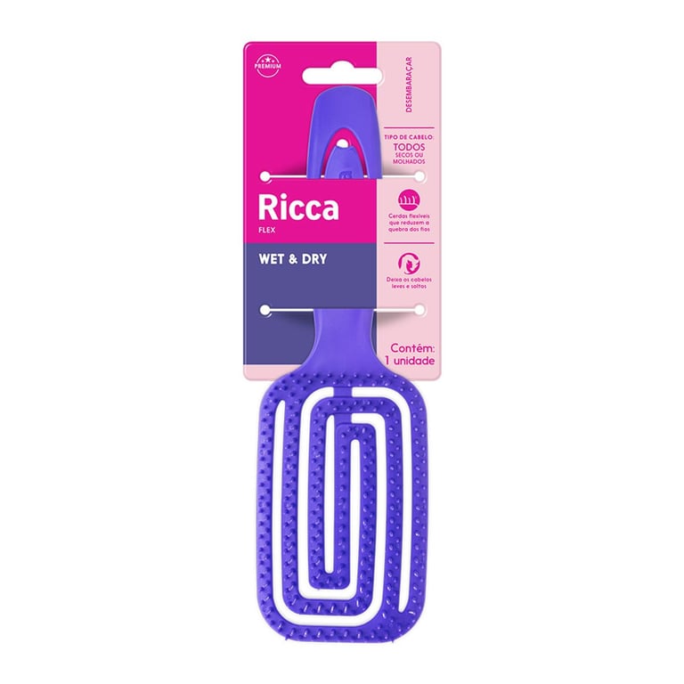 Escova De Cabelo Ricca Flex Wet & Dry Roxa