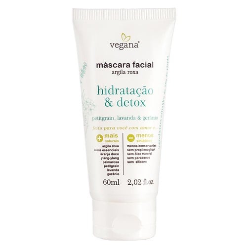 Máscara Facial Vegana Argila Roxa Hidratação & Detox