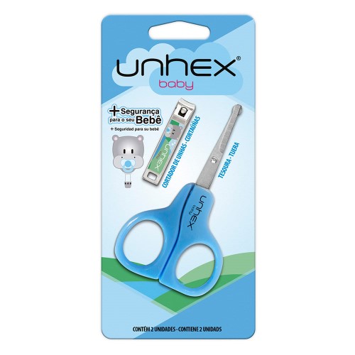 Merheje Unhex Baby Kit – Tesoura + Cortador de Unhas Infantil Azul