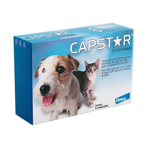 Capstar 11,4mg para Cães e Gatos de 1,0 a 11,4kg com 6 Comprimidos