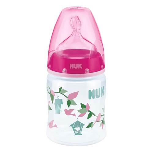 Mamadeira Nuk First Choice Bico de Silicone Ortodôntico Nível 1 Fluxo Médio 150ml 0-6 Meses Girls Desenhos Sortidos