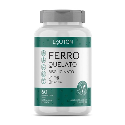 Suplemento Alimentar Lauton Ferro Quelato 34mg 60 Comprimidos