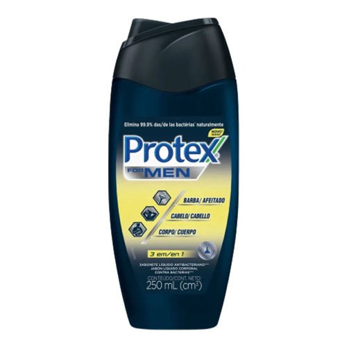 Sabonete Líquido Corporal Protex For Men 3 em 1 250ml