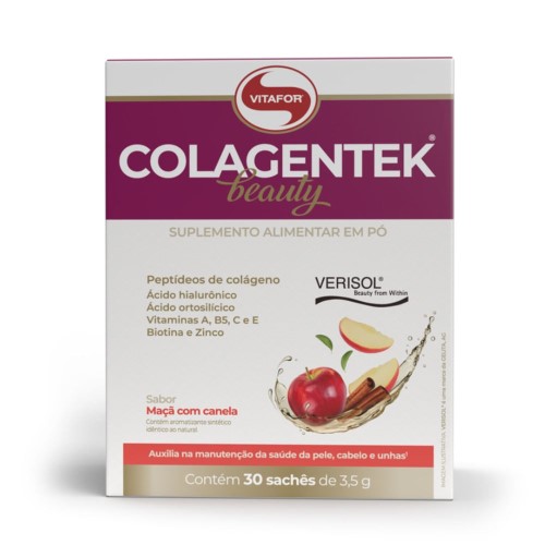 Colagentek Beauty Vitafor Maçã com Canela com 30 Sachês de 3,5g cada