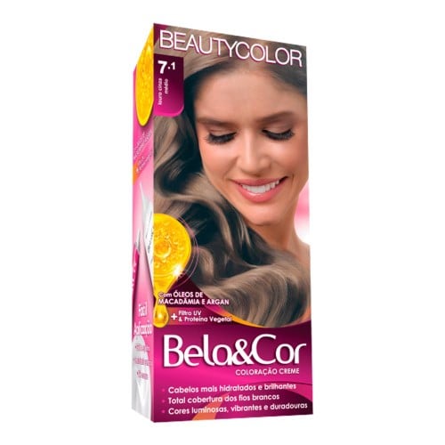 Coloração Permanente Beauty Color Bela&Cor Louro Cinza Médio 7.1