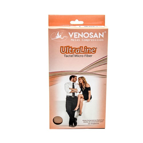 Meia Elástica Venosan Ultraline 4000 At Tamanho Média Feminina Compressão 20-30mmhg Pé Fechado Cor Bege Ref:bg41222