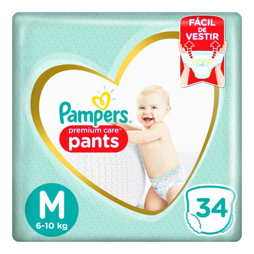 Fralda Pampers Premium Care Pants M 34 unidades