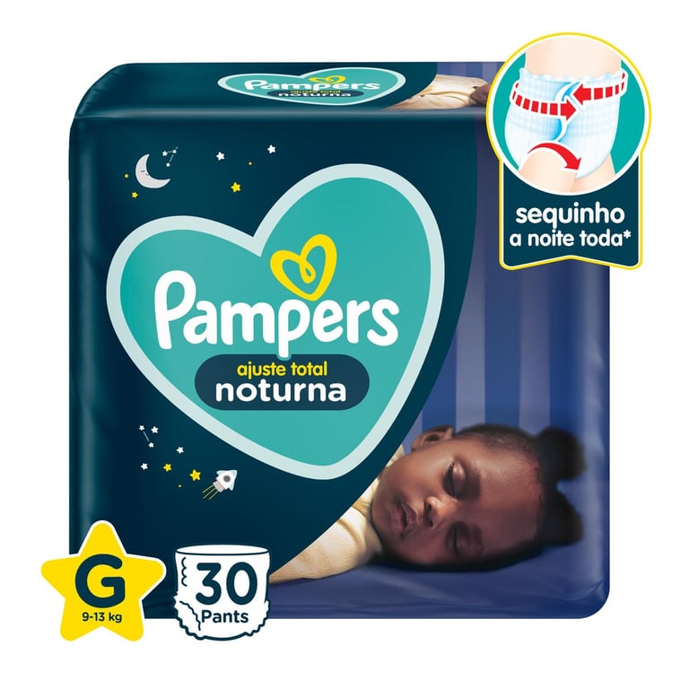 Fralda Pampers Ajuste Total Noturna G 30 Unidades