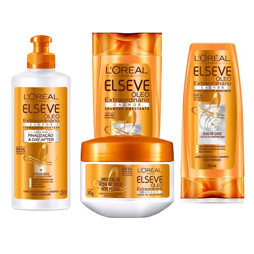 Elseve Óleo Extraordinário Cachos Kit - Shampoo + Condicionador + Creme de pentear + Tratamento