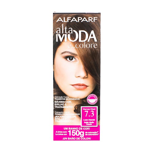 Tintura Creme Altamoda Alfaparf Marron Glacé 7.3 Kit