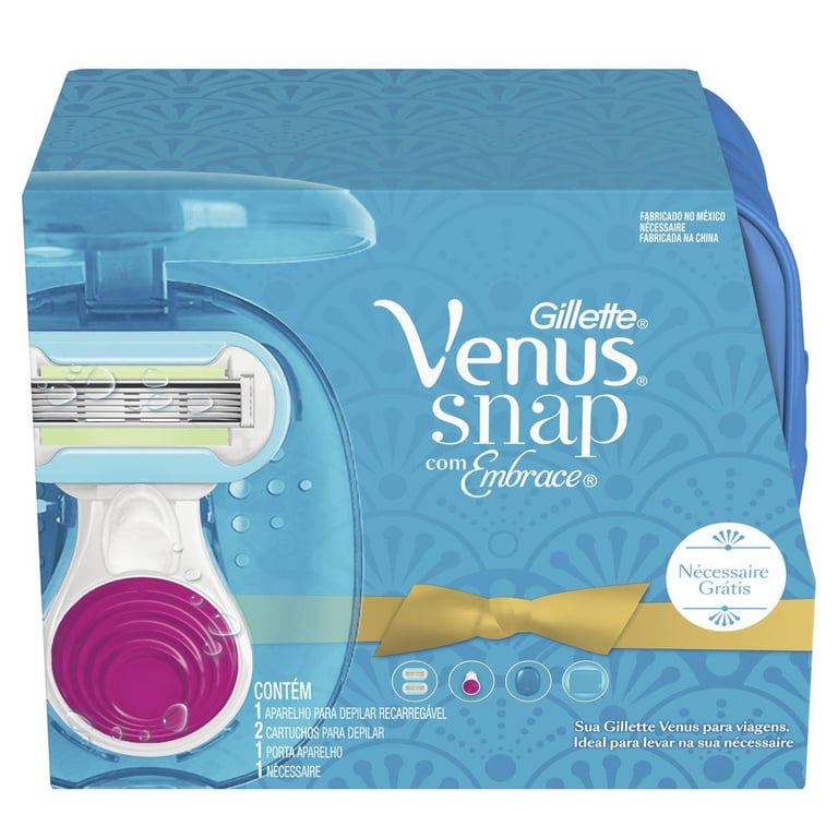 Aparelho de Depilar Gillette Venus Snap com Embrace + 2 Cargas Embrace + 1 Porta Aparelho + Necessaire