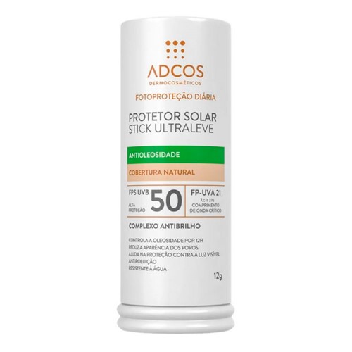 Protetor Solar Adcos Stick Ultraleve Antioleosidade Fps 50 Beige 12g