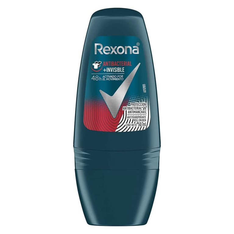 Desodorante Antitranspirante Rexona Masculino Roll On Antibacterial + Invisible 50ml