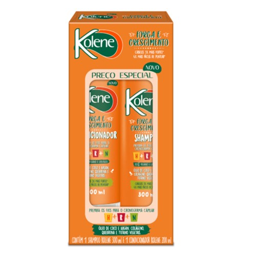 Kit Shampoo 300ml+Condicionador 200ml Kolene Força e Crescimento