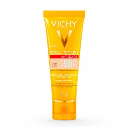 Protetor Solar Vichy FPS-50 Anti-idade Ideal Soleil com cor 40g