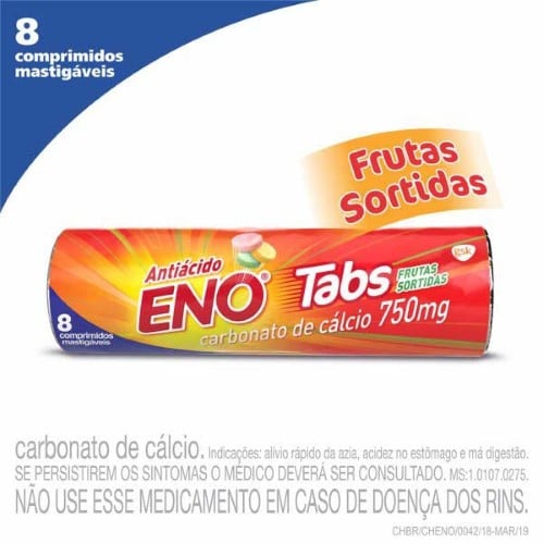 Sal de Frutas Eno Tabs Sabor Frutas Sortidas 8 comprimidos mastigáveis