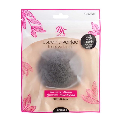 Esponja de Limpeza Facial Konjac Carvão Ruby Kisses