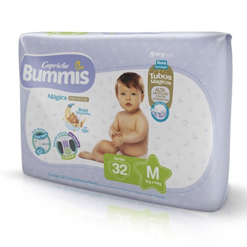 Fralda Capricho Bummis Jumbo M 32 Unidades