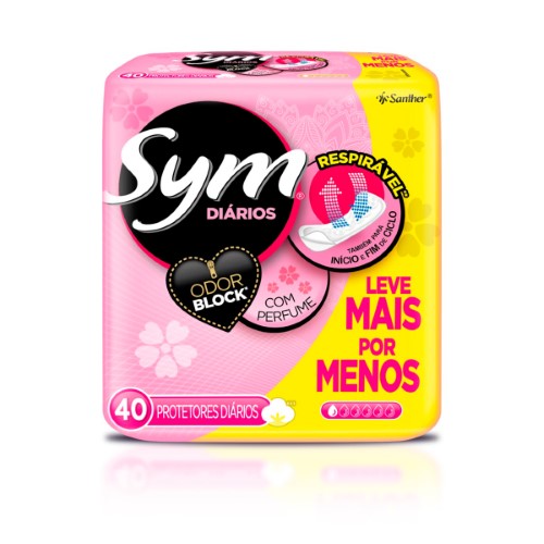 Protetor Diário Sym Diários Sem Fragrância com 40 Unidades