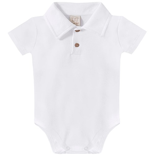 Body Polo para bebê em suedine Branco - Pingo Lelê