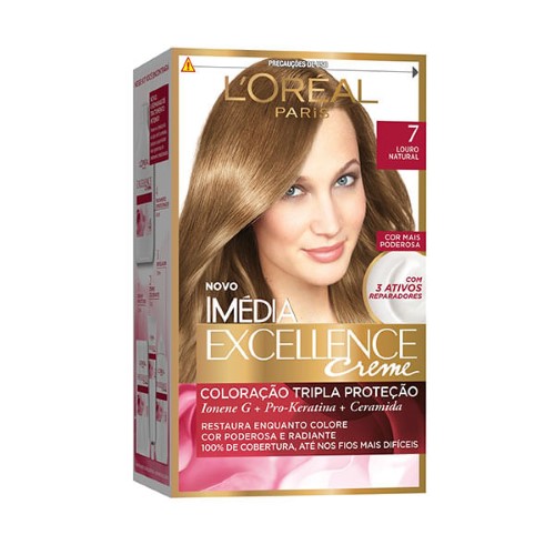 Tintura Permanente Imédia Excellence Creme 7 Louro Natural