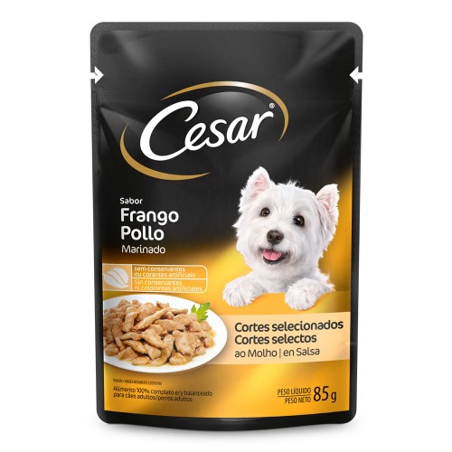 Ração Úmida para Cachorro Cesar Adulto Sabor Frango Marinado em Sachê 85g