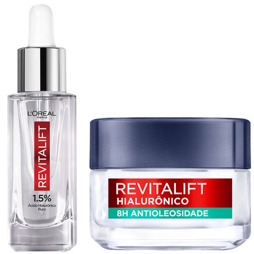 L’Oréal Paris Revitalift Hialurônico Kit – Gel Creme Facial Antioleosidade + Sérum Preenchedor Facial Anti-Idade