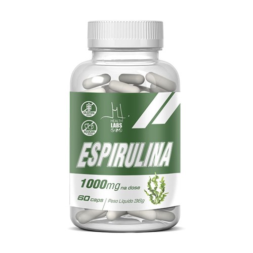 Espirulina 1000mg Health Labs com 60 Cápsulas