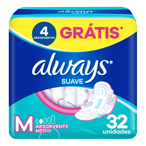 Absorvente Always Maxi Proteção Suave Com Abas 32 Unidades