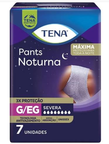 Roupa íntima Tena Pants Noturna Tamanho G/EG 7 unidades