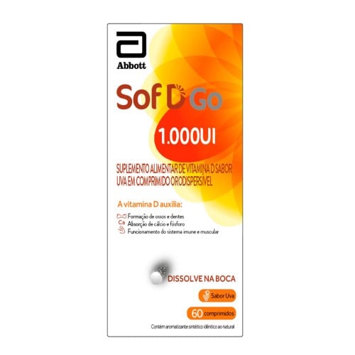 Suplemento Alimentar Sof D Go 1.000UI com 60 Comprimidos