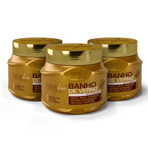 Combo com 3 Máscaras Banho de Verniz Forever Liss 250g