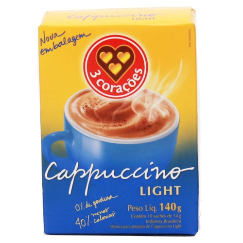 Cappuccino 3 Corações Light com 10 Sachês de 14g cada