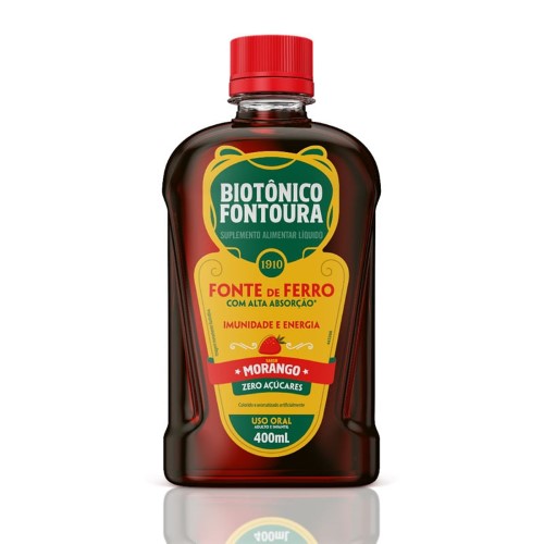 Biotônico Fontoura Suplemento de Ferro Sabor Morango 400ml