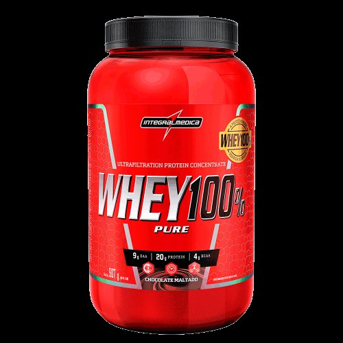 Suplemento Whey 100% Pure Integralmédica Chocolate Maltado 900g