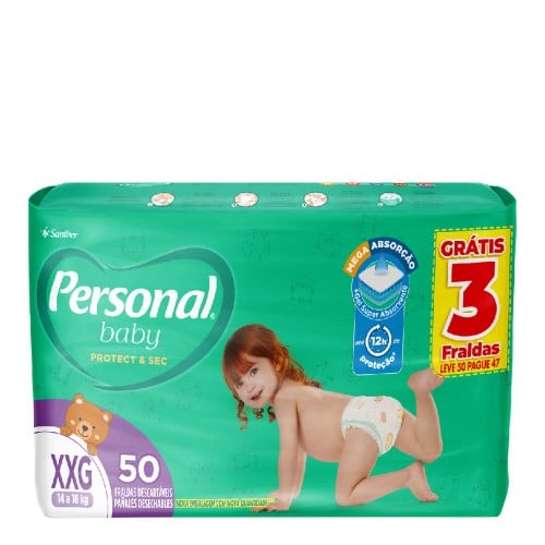 Fralda Personal Baby Protect&Sec XXG - 50 Unidades