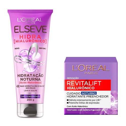 L`oréal Paris Elséve Hialurônico Kit Noturno - Creme de Hidratação + Anti-idade