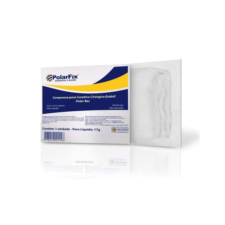 Compressa para Curativo Cirurgico Estéril PolarFix 10cm X 50cm 1 Unidade