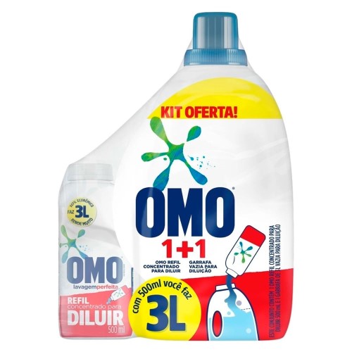 Sabão Liquido Omo Concentrado 500ml Faz 3 Litros