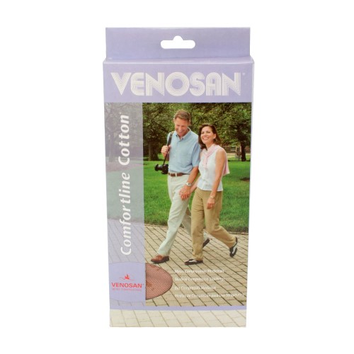 Meia Panturrilha (3/4) Venosan Confortline Cotton 20-30 mmHg EG (Tamanho Extra Grande) Longo, Cor Bege, Ponteira Aberta